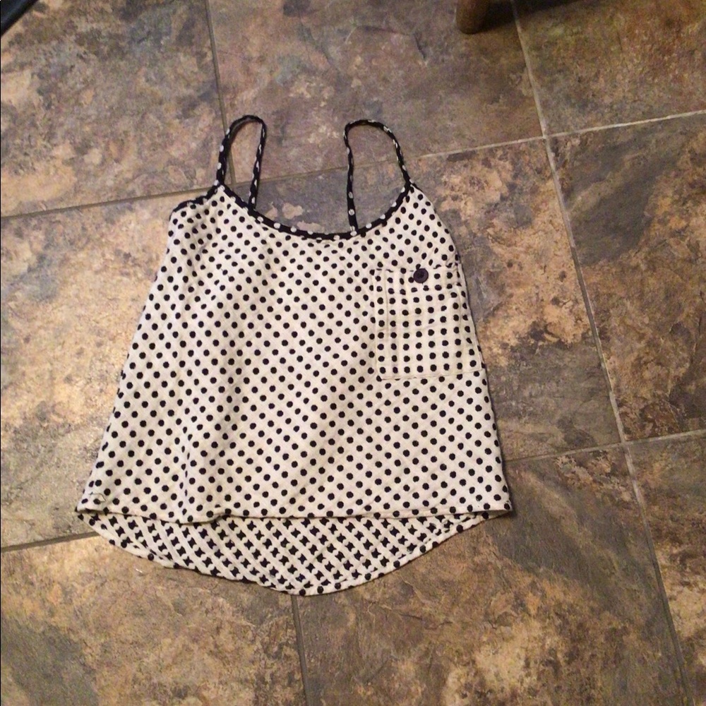 Ace & Jig Designer black and cream polka dot top